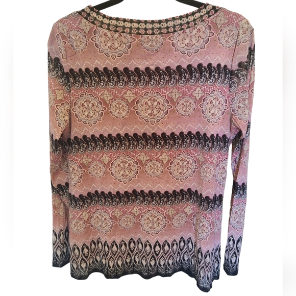 Access Liz Claiborne tunic top, semi sheer mesh with lined bodice, v neck - Picture 2 of 5